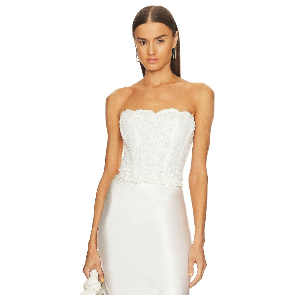 Love Shack Fancy Arno Coquette Renissance Medieval Lace Bustier Top